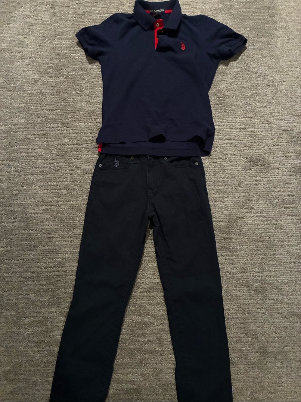 U.S. Polo Assn. Navy Polo with Red Contrast Logo Jeans and shirt 
SET
